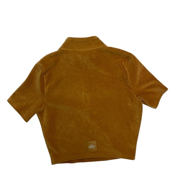 Alo Yoga Quarter Zip Mock Neck Corduroy Crop Top In Toffee -  Women’s size small - Picture 4 of 10